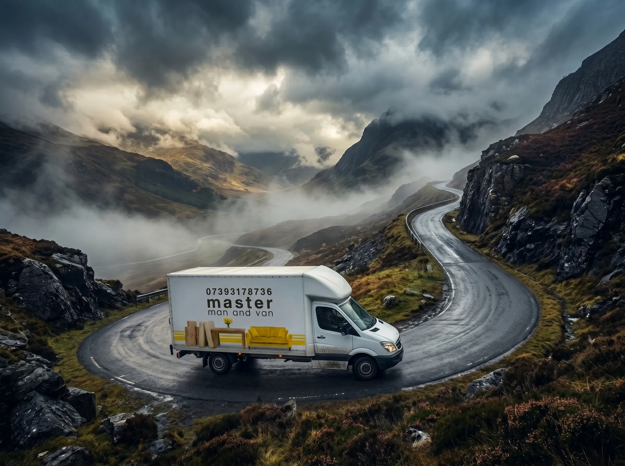 Master Man and Van Manchester removal van on a long distance moving journey